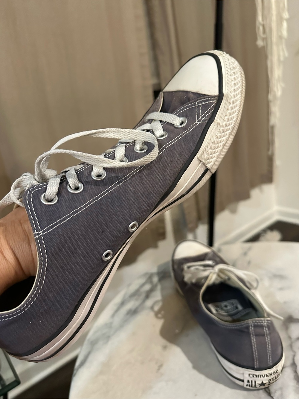 Converse Low Top Sneakers in Charcoal and White